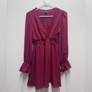 SHEIN long sleeve burgundy/maroon dress